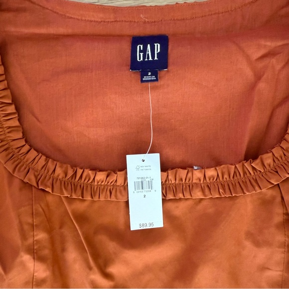 NWT Gap Rust Orange Puff Sleeve Dress - Picture 4 of 6